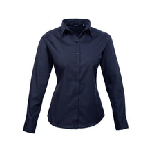 Indlæs billede til gallerivisning Langærmet dame skjorte - Navy (PR300)