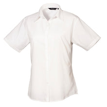 Indlæs billede til gallerivisning Kortærmet dame skjorte - Hvid (PR302)