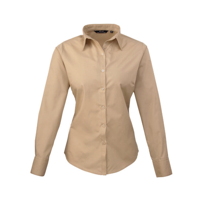 Langærmet dame skjorte - Khaki (PR300)