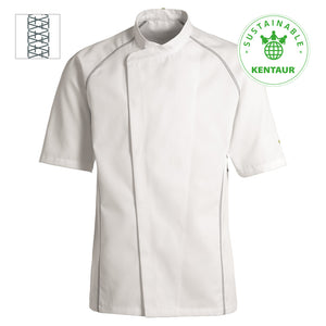 Kentaur unisex kokke-/Servicejakke - Hvid m. grå (23400)