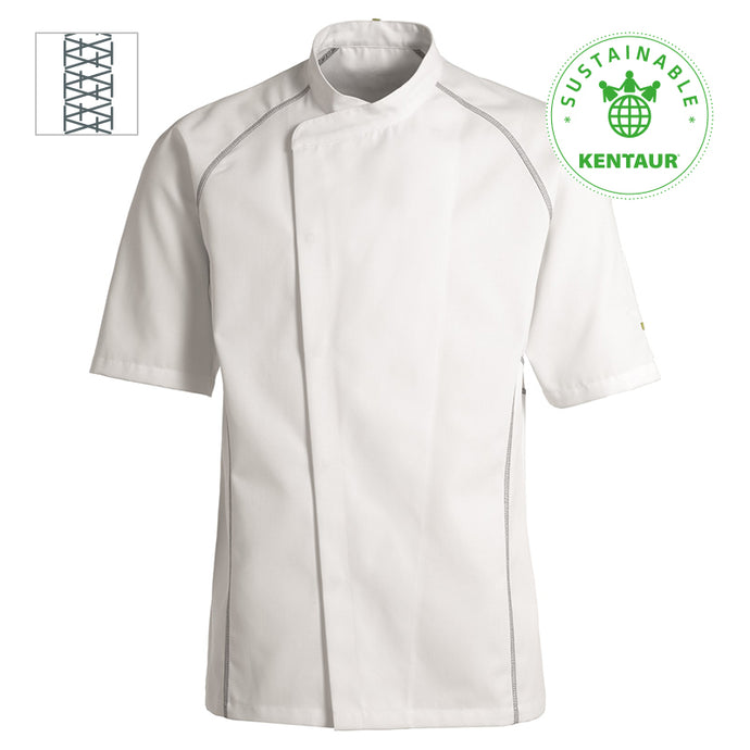 Kentaur unisex kokke-/Servicejakke - Hvid m. grå (23400)