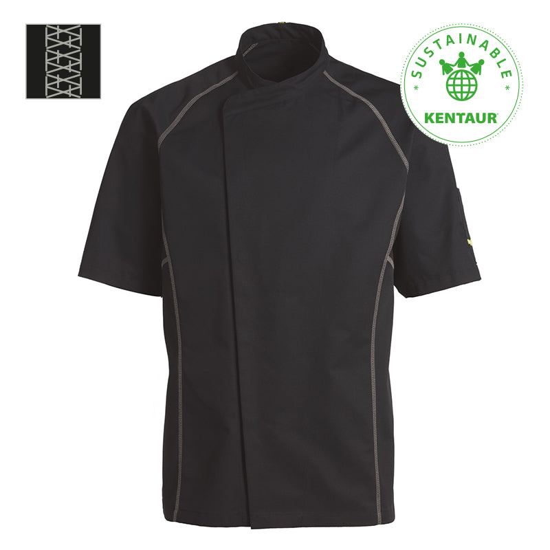 Kentaur unisex kokke-/tjenerjakke - Sort m. grå (23400)