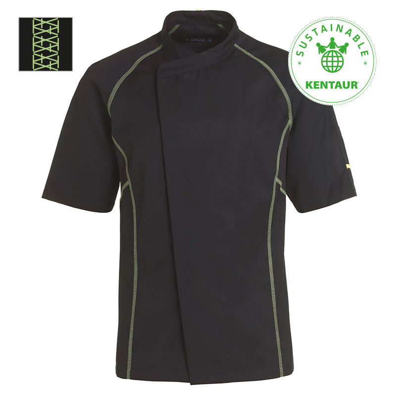 Kentaur unisex kokke-/tjenerjakke - Sort m. lime (23400)
