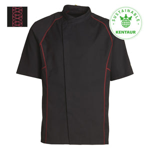 Kentaur unisex kokke-/tjenerjakke - Sort m. rød (23400)