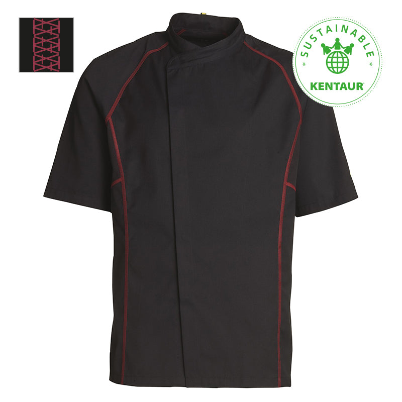 Kentaur unisex kokke-/tjenerjakke - Sort m. rød (23400)