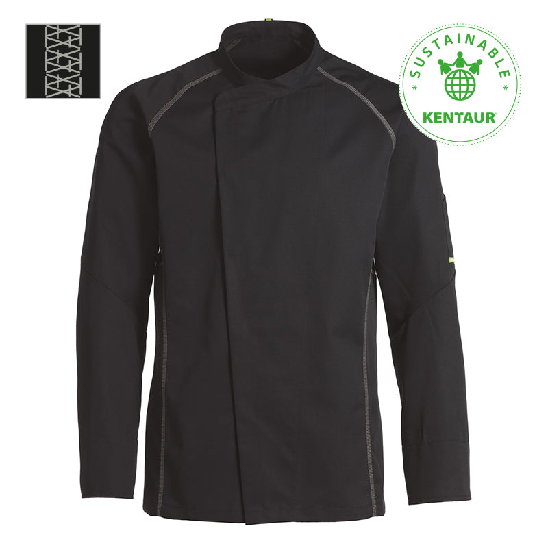 Kentaur unisex kokke-/Servicejakke - Sort m. grå (23401)
