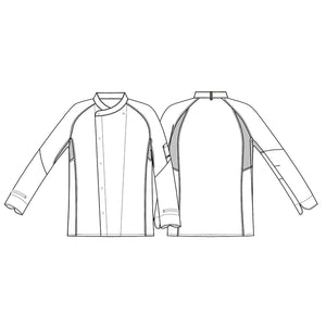 Kentaur unisex Service/Kokke jakke - Hvid m. grå (23401)