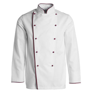 Kentaur Unisex kokkejakke - Hvid, m/ bordeaux piping (2341)