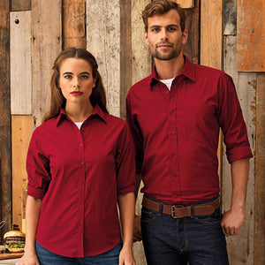 Langærmet herre skjorte - Burgundy (PR200)