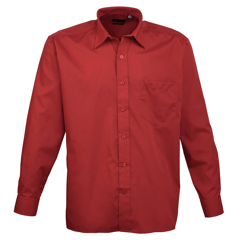 Langærmet herre skjorte - Burgundy (PR200)