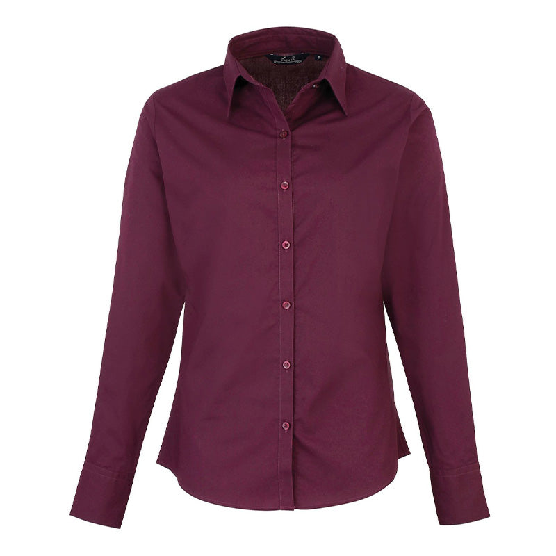 Langærmet dame skjorte - Aubergine (PR300)