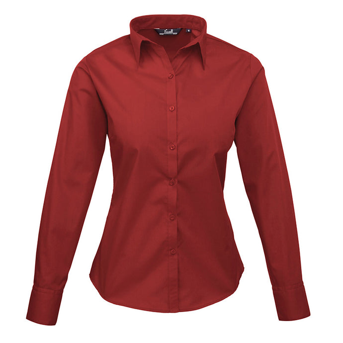 Langærmet dame skjorte - Burgundy (PR300)