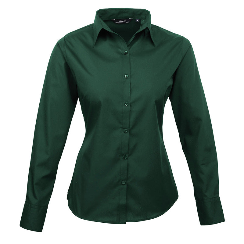 Langærmet dame skjorte - Mørkegrøn (PR300)