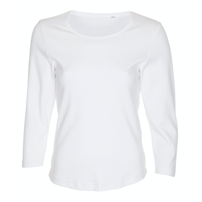 Langærmet dame interlock tee - Sort/Hvid (ST406)