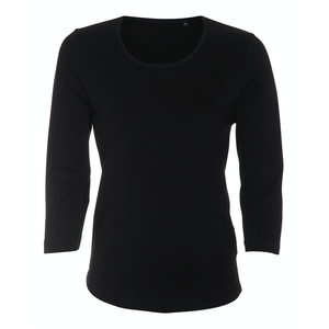 Langærmet dame interlock tee - Sort/Hvid (ST406)