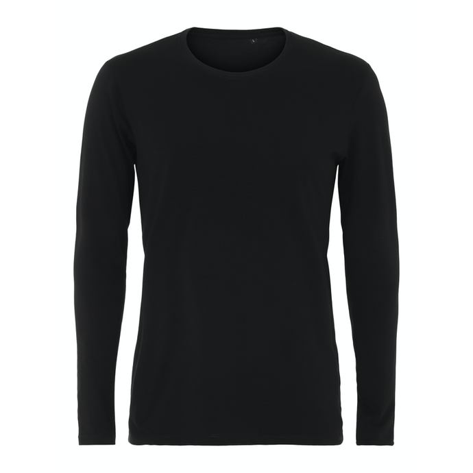 Langærmet unisex shaped tee - Sort/Hvid/Navy (ST413)