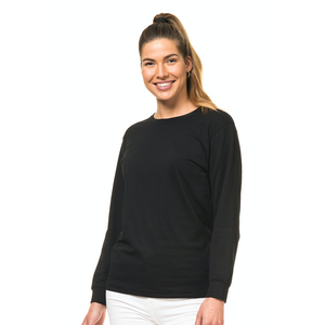 Langærmet kraftig unisex tee - Sort/Hvid (ST401)